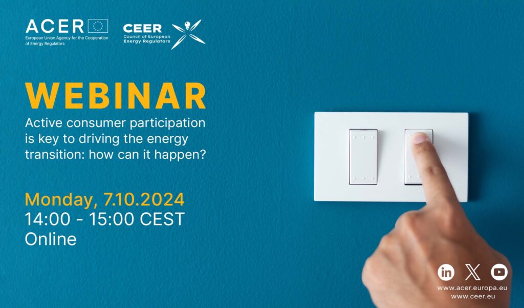 ACER-CEER webinar: active consumer participation is key to driving the energy transition: how can it happen?